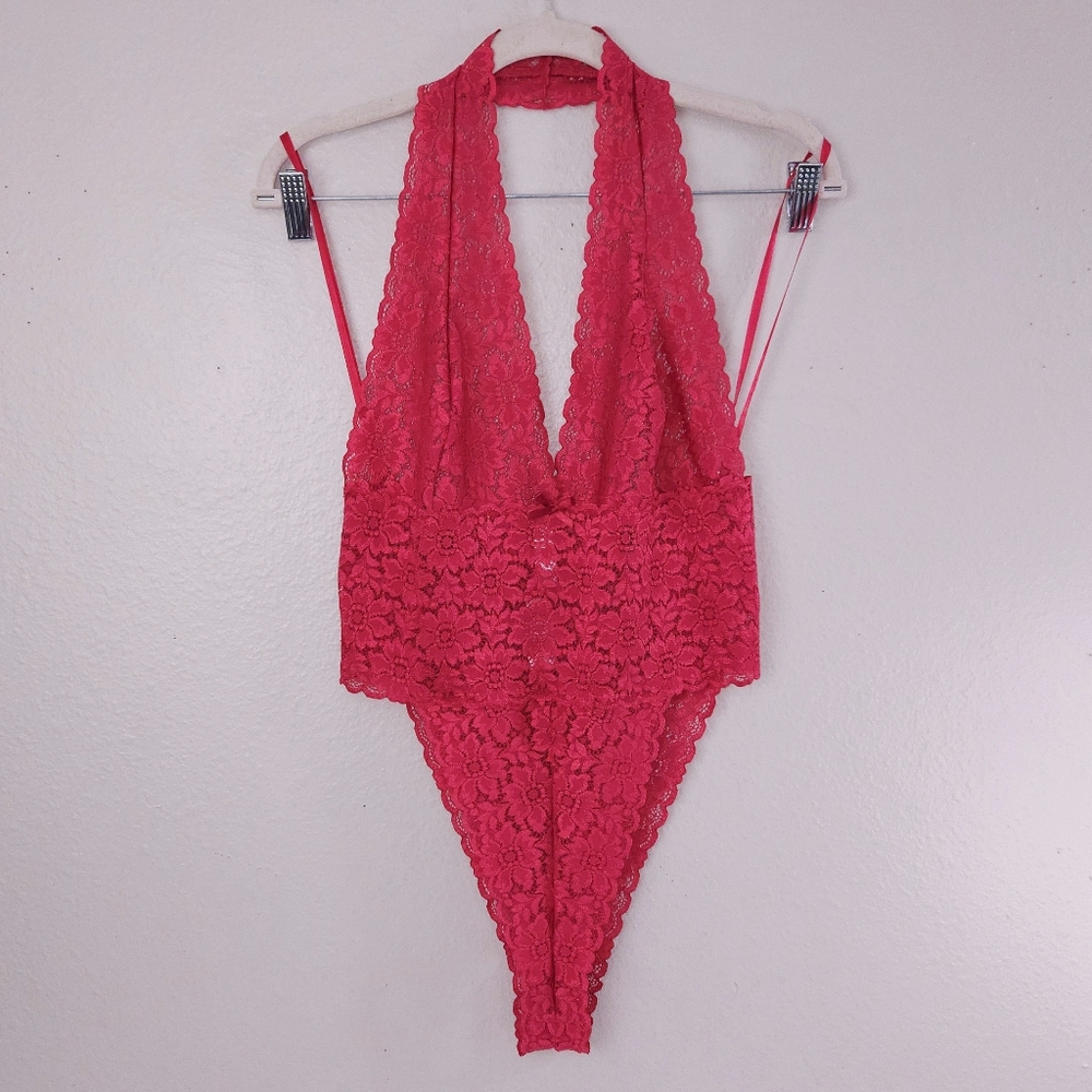 Vintage Y2K Victoria's Secret Lace Teddy Halter Bodysuit LARGE